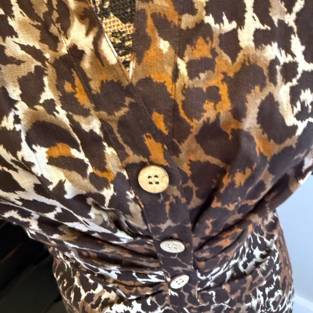 Veronica Beard Brown Leopard-Print Button-Front M… - image 7